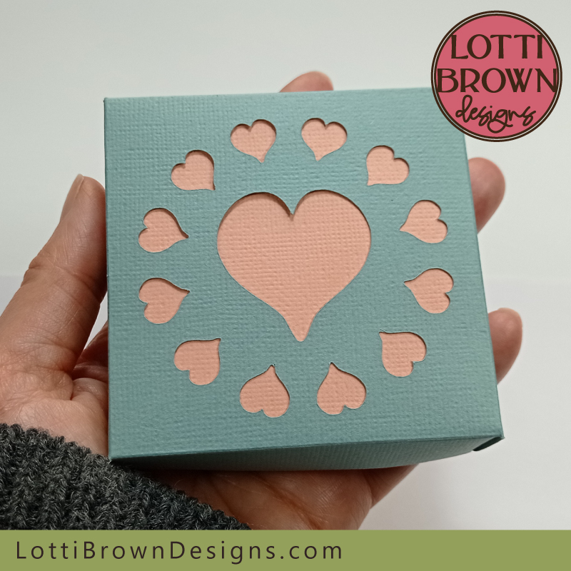 Love hearts gift box SVG template