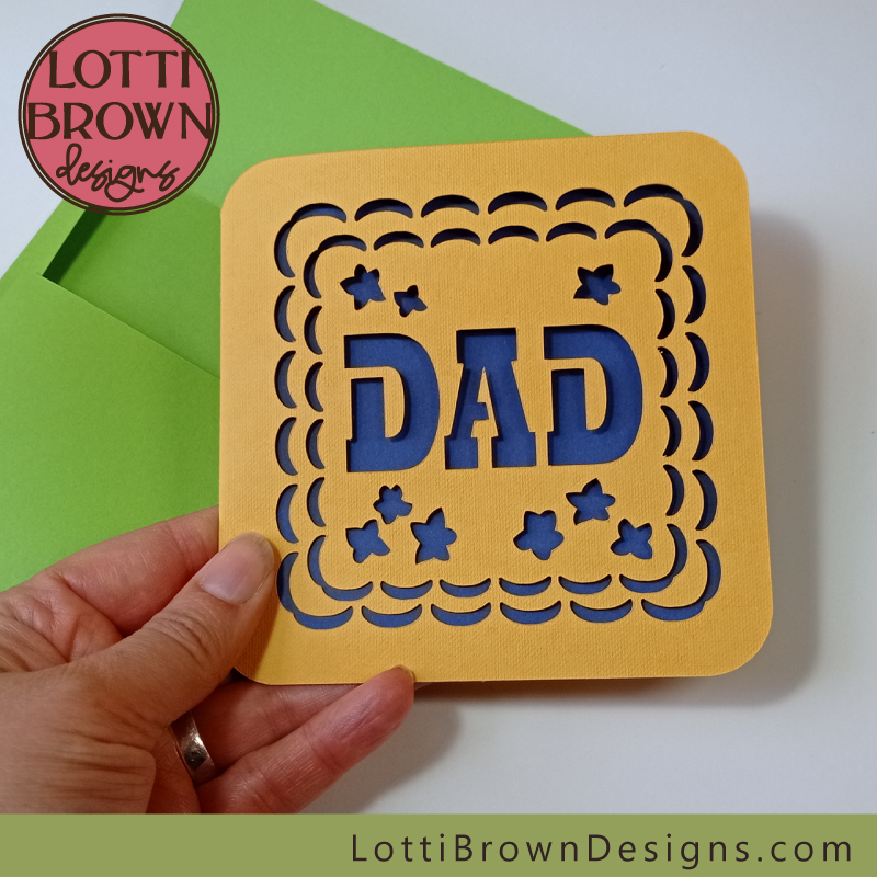 Yellow Dad card SVG template for cardmaking with Cricut etc.