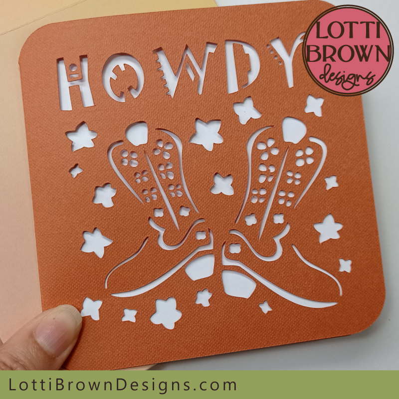 'Howdy' card template for Cricut