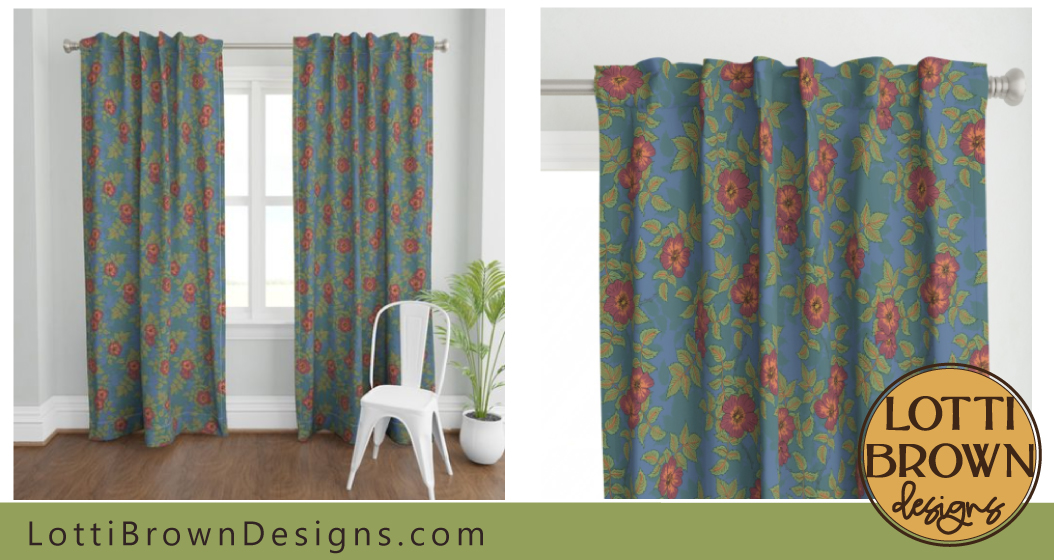 Dog rose wild rose curtains