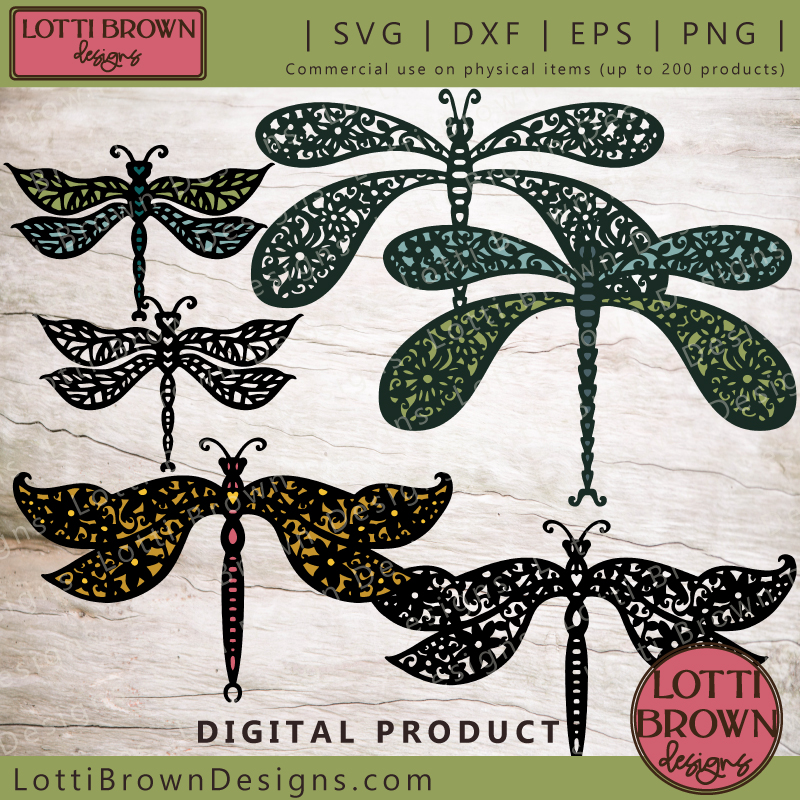 Dragonflies bundle of 3 SVG files