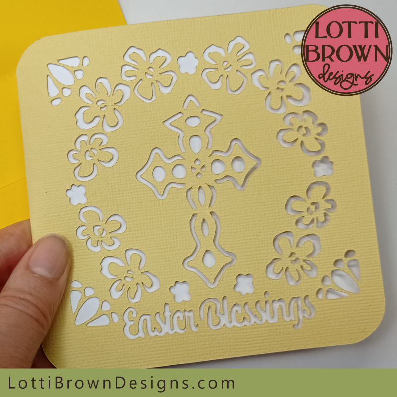 Christian Easter card template with pretty flowers