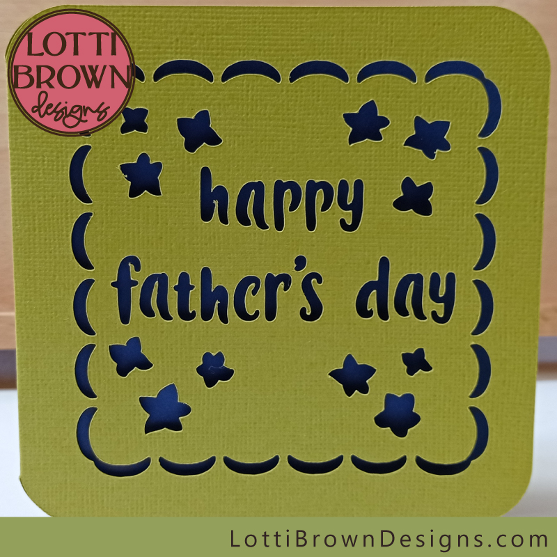 Father's Day card template - SVG file - bright green and blue