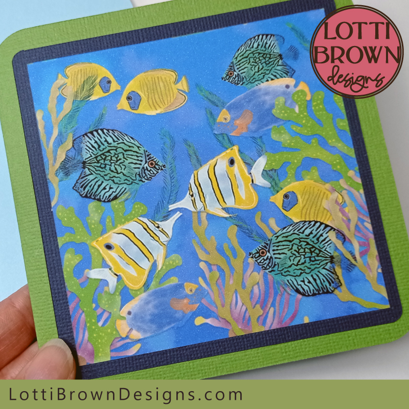 Tropical fish print then cut card template