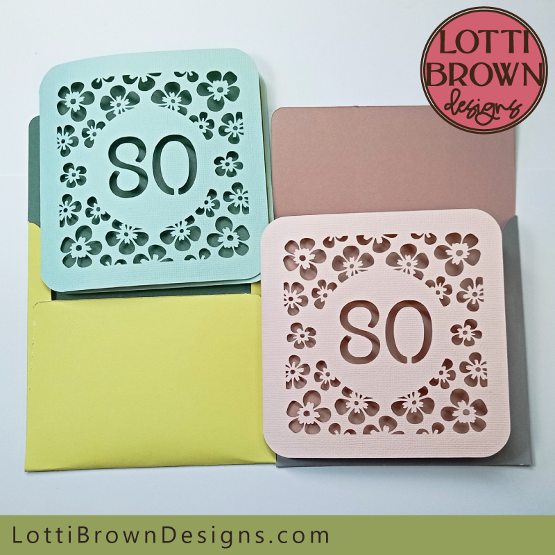 Floral 80th birthday card template 80th birthday card SVG template for women