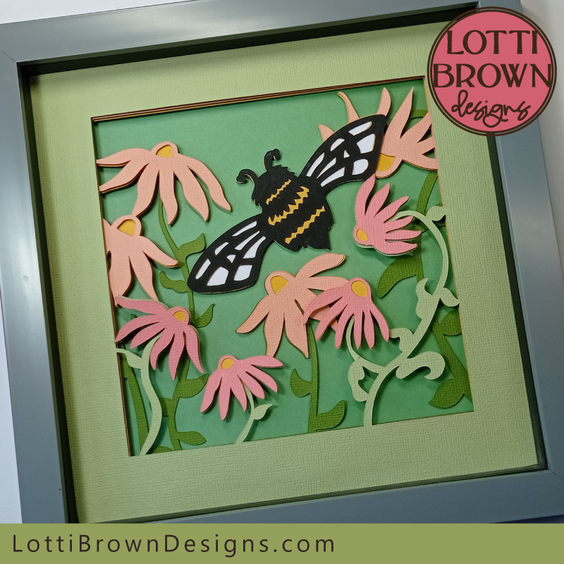 Pretty pinks and greens - bee shadow box craft project