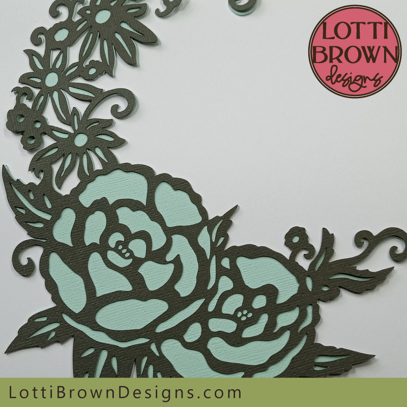 Floral half wreath papercut template SVG