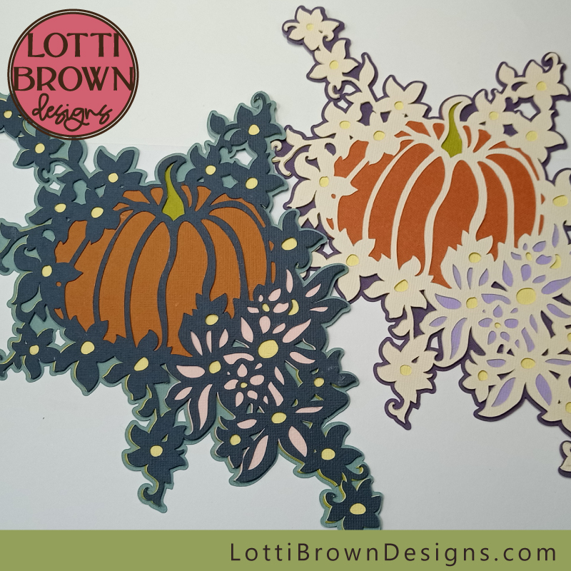 Pumpkin with flowers papercraft project for Cricut