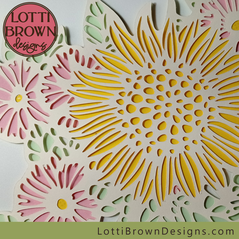 Floral sunflower layered cardstock tutorial