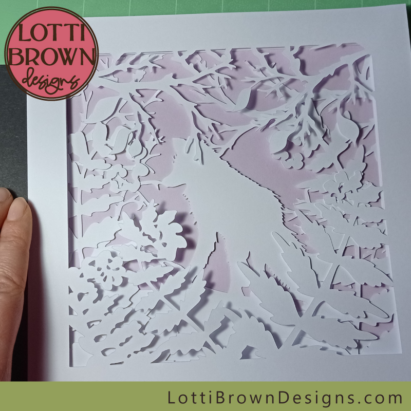 Woodland Fox shadow box SVG cut in white card