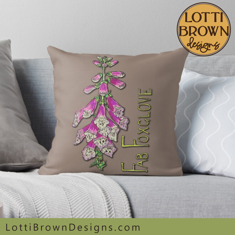 Foxgloves throw pillow cushion
