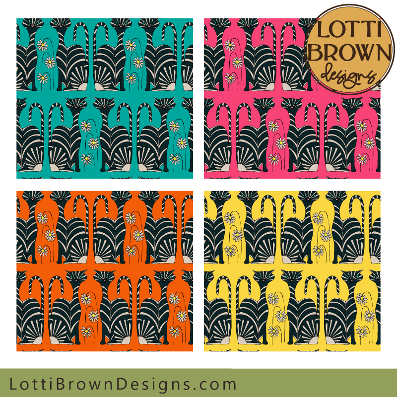 Cat patterns for fabric and wallpaper
