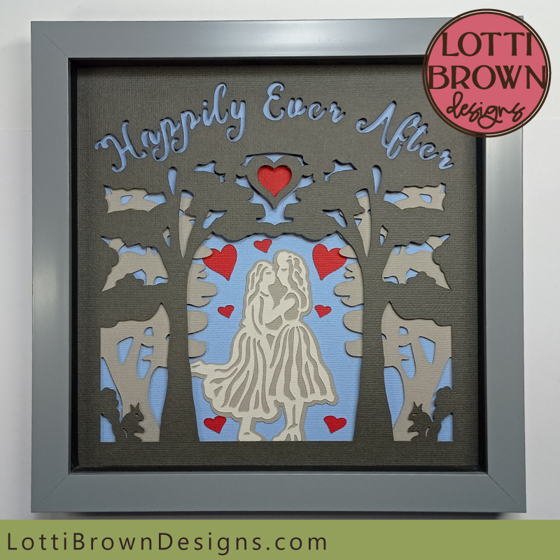 Lesbian engagement shadow box craft project for two women