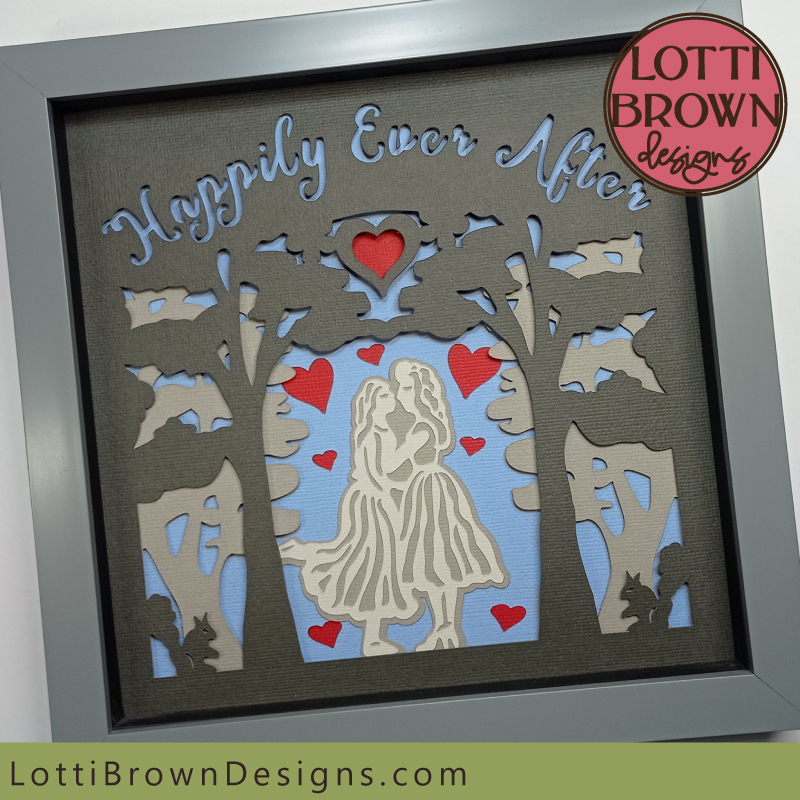 Gay engagement shadow box templates to make with your Cricut or similar cutting machines - versions for two men or two women...