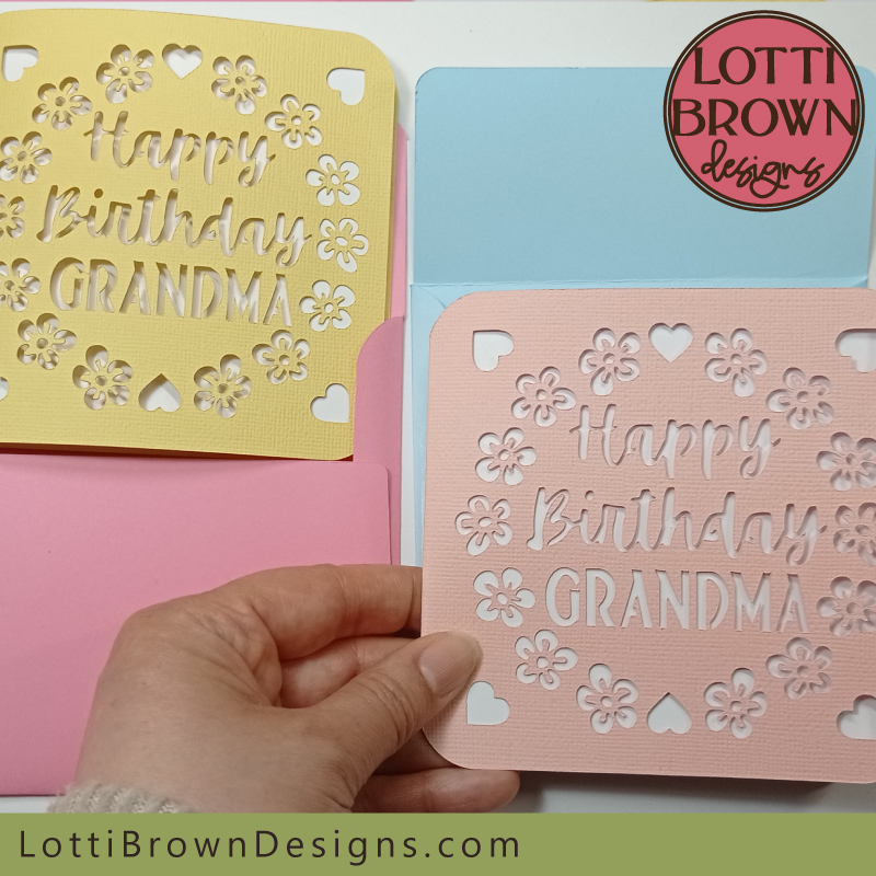 Grandma birthday card SVG template