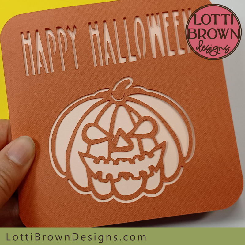 Halloween card SVG template with pumpkin face