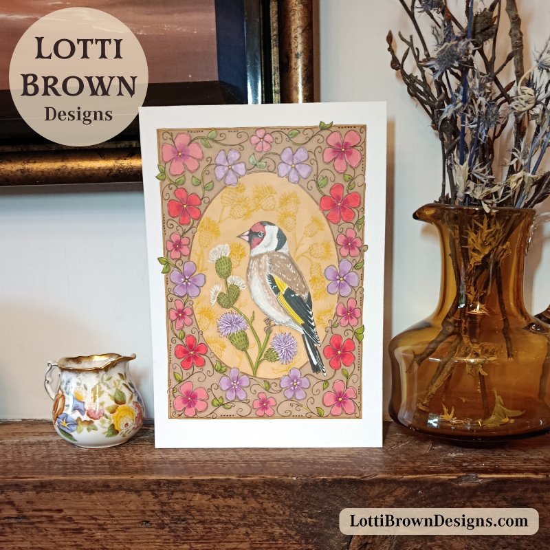 Finished nature artwork resting before being shared as a print