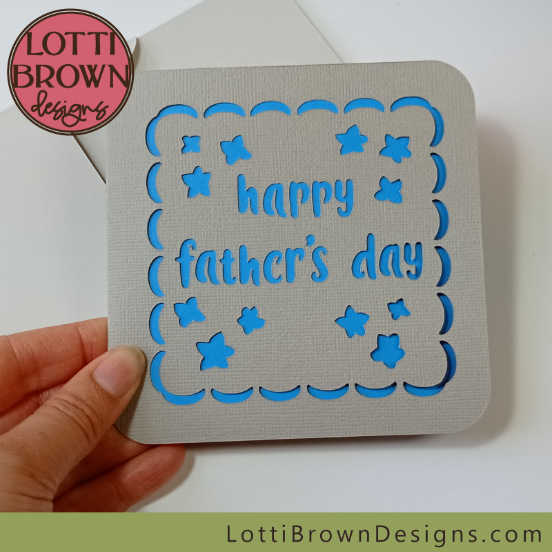 Father's Day card SVG template - grey and blue