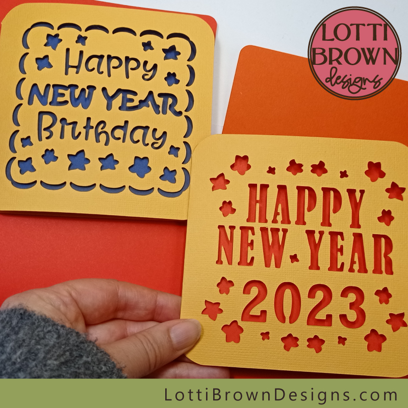 New year card and new year birthday card SVG templates