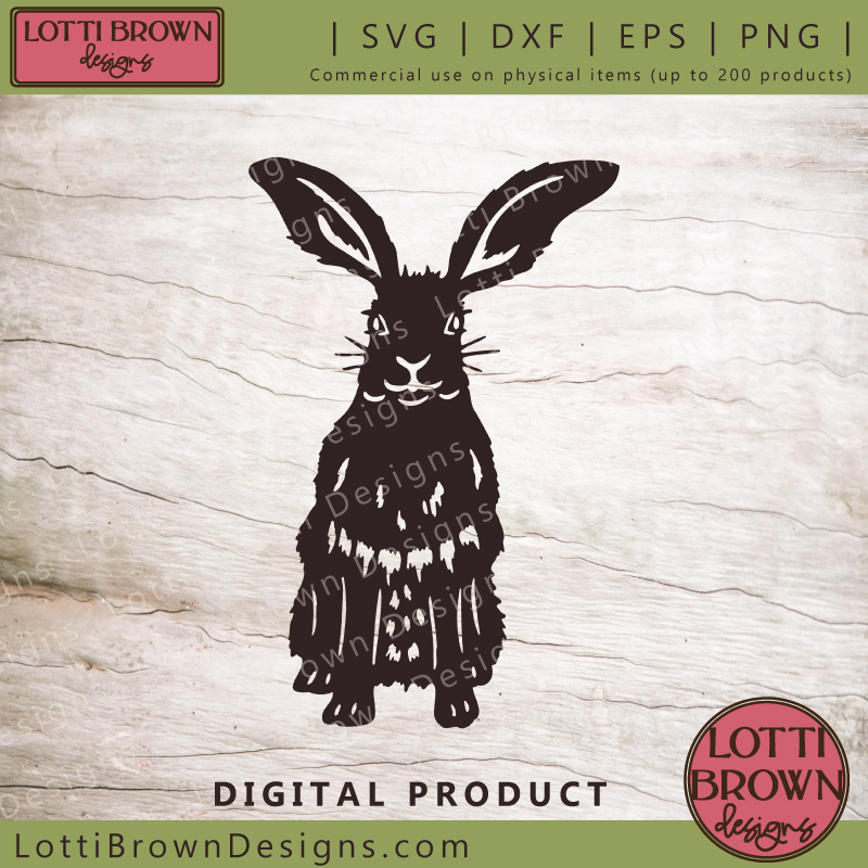 Sweet rabbit SVG file for cutting machine crafts - hand-drawn bunny design for Easter or woodland craft projects...
