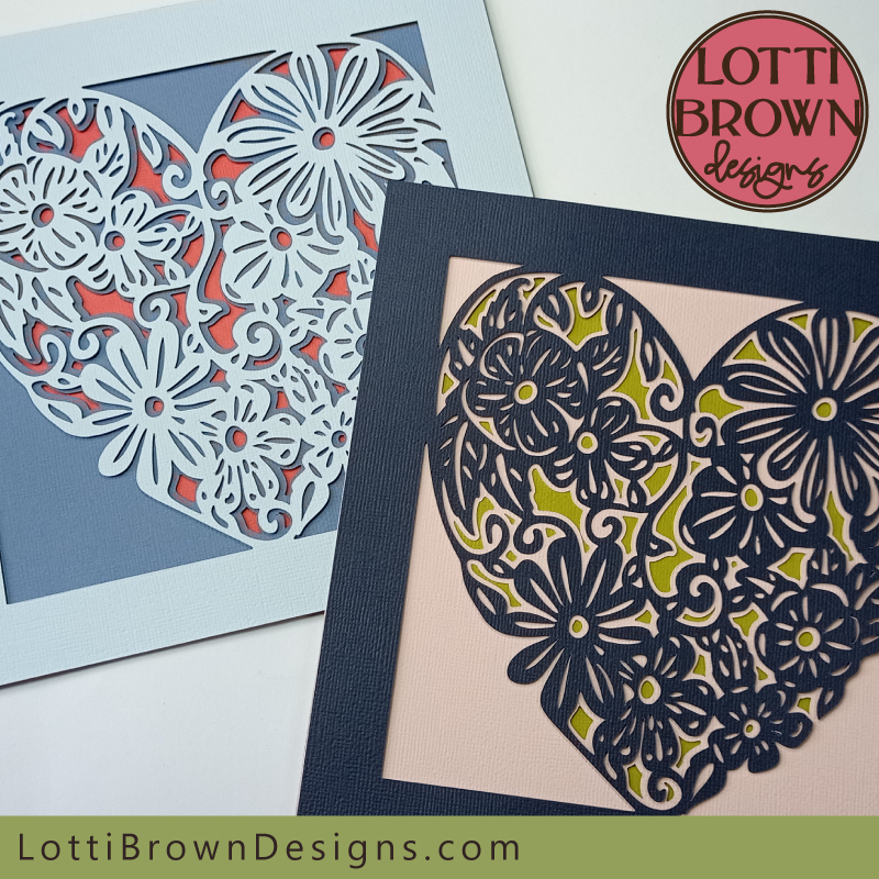 Floral heart shadow box template