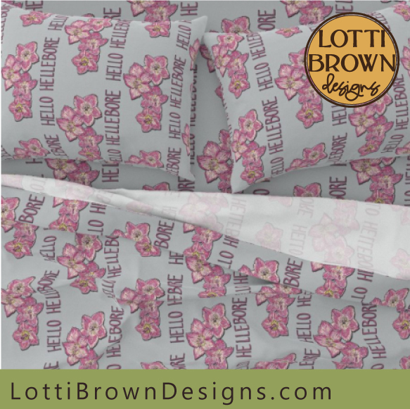 Hellebore bedsheet set at Spoonflower