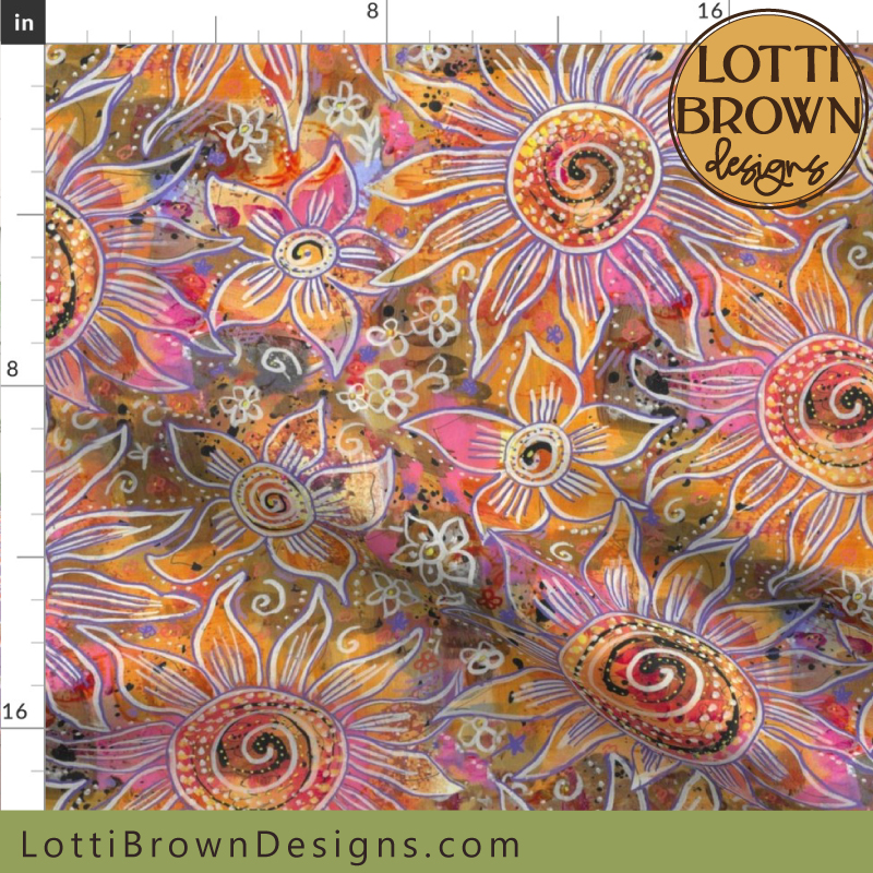 70s boho sunflower fabric 3