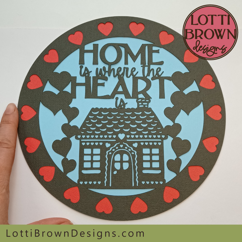 Get a beautiful 'Home is Where the Heart is' free SVG for Cricut or other cutting machines - you can even print it off and cut by hand if you prefer...