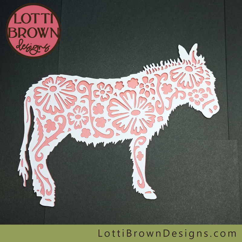 Floral donkey papercut template