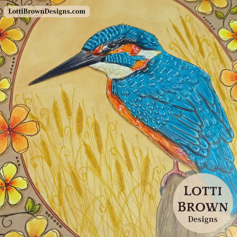 Kingfisher art detail by Lotti Brown