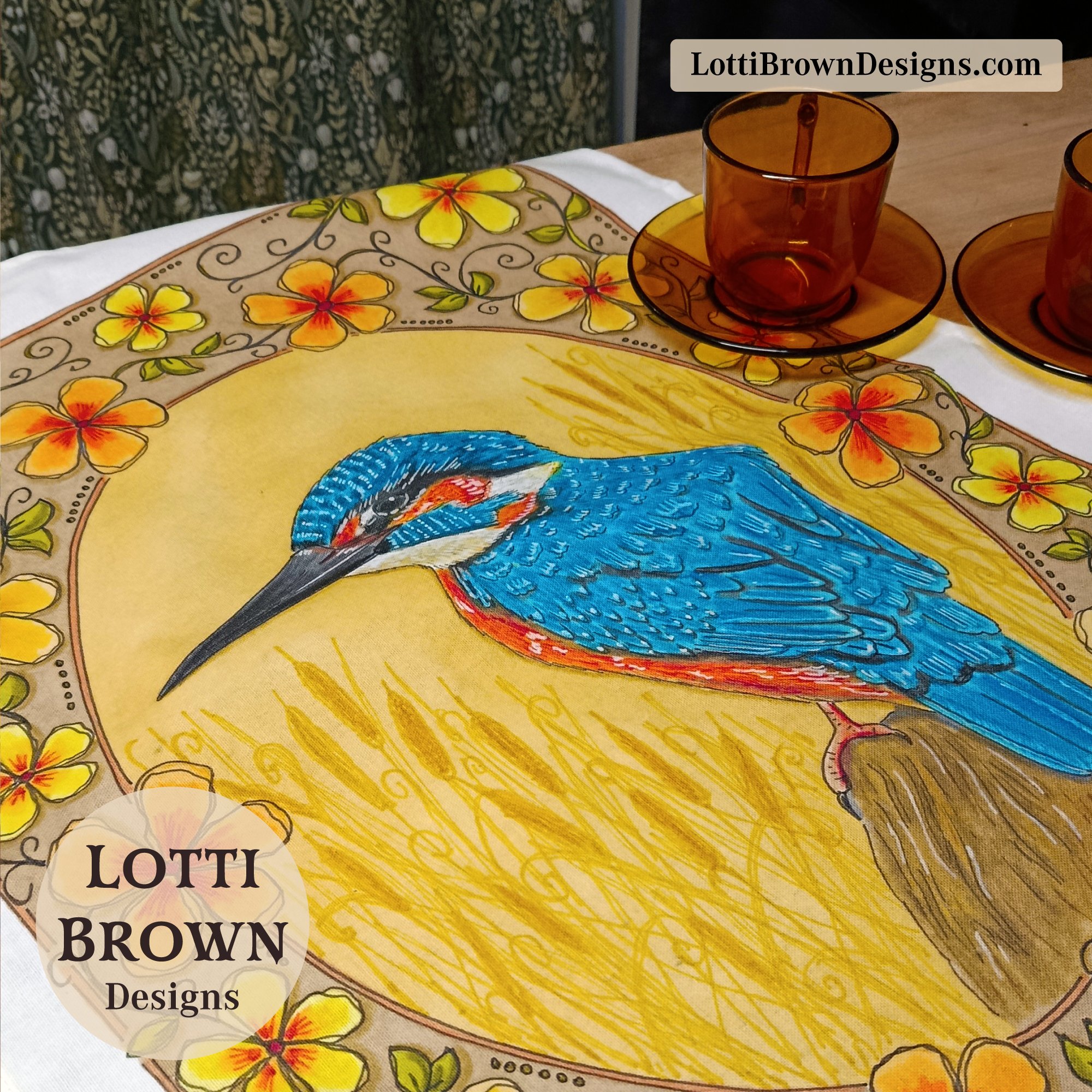 Kingfisher tea towel