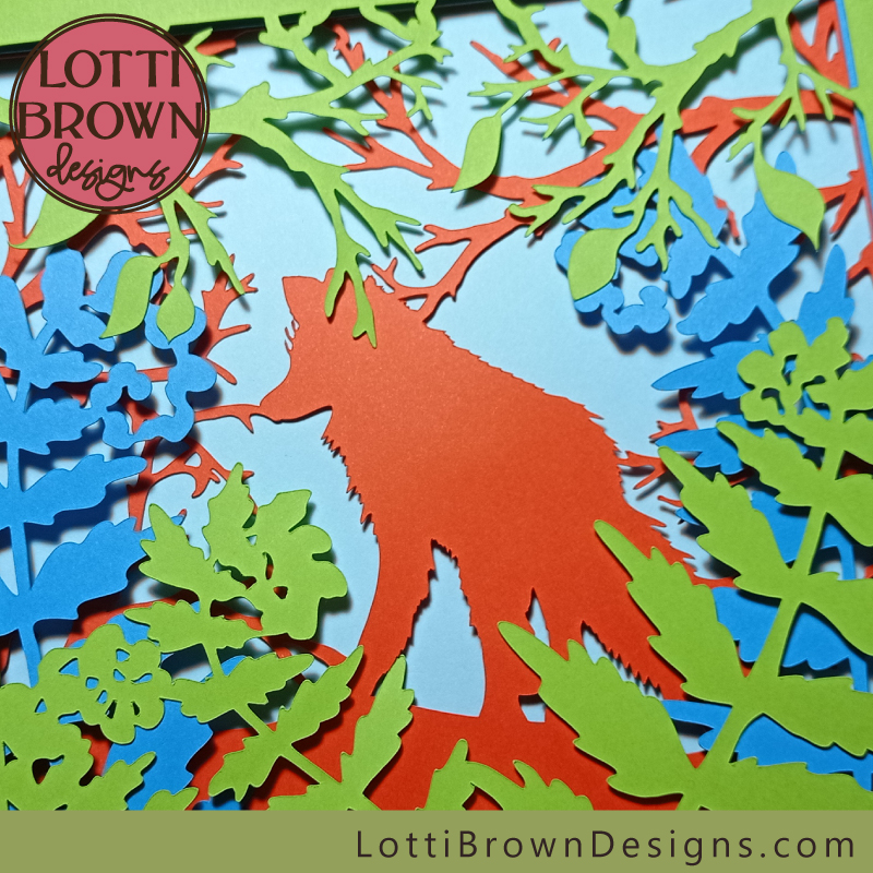 Papercut fox shadow box SVG template