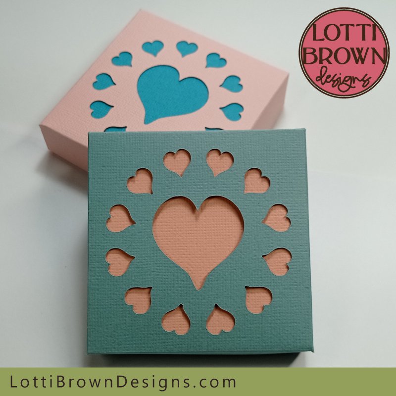 Pretty love hearts gift box SVG template to make with your Cricut or similar cutting machine - ideal for Anniversaries, Valentines & other romantic occasions...