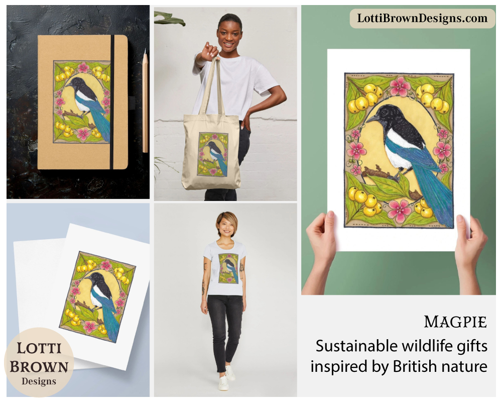 Magpie art prints and products