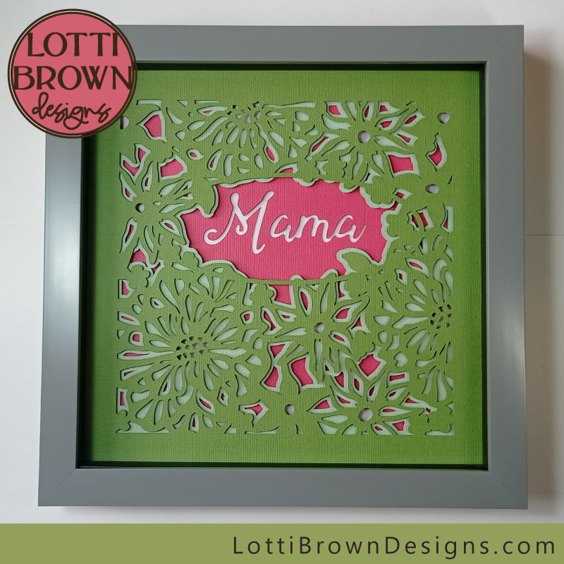 Mama shadow box idea in pink and green