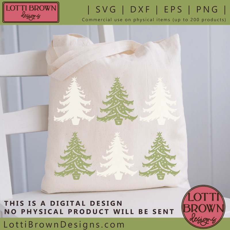 Christmas tree SVG file tote bag craft idea