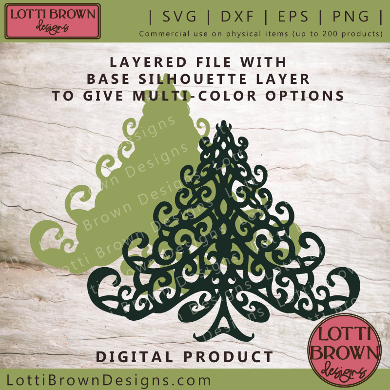 Layered Xmas tree SVG cut file