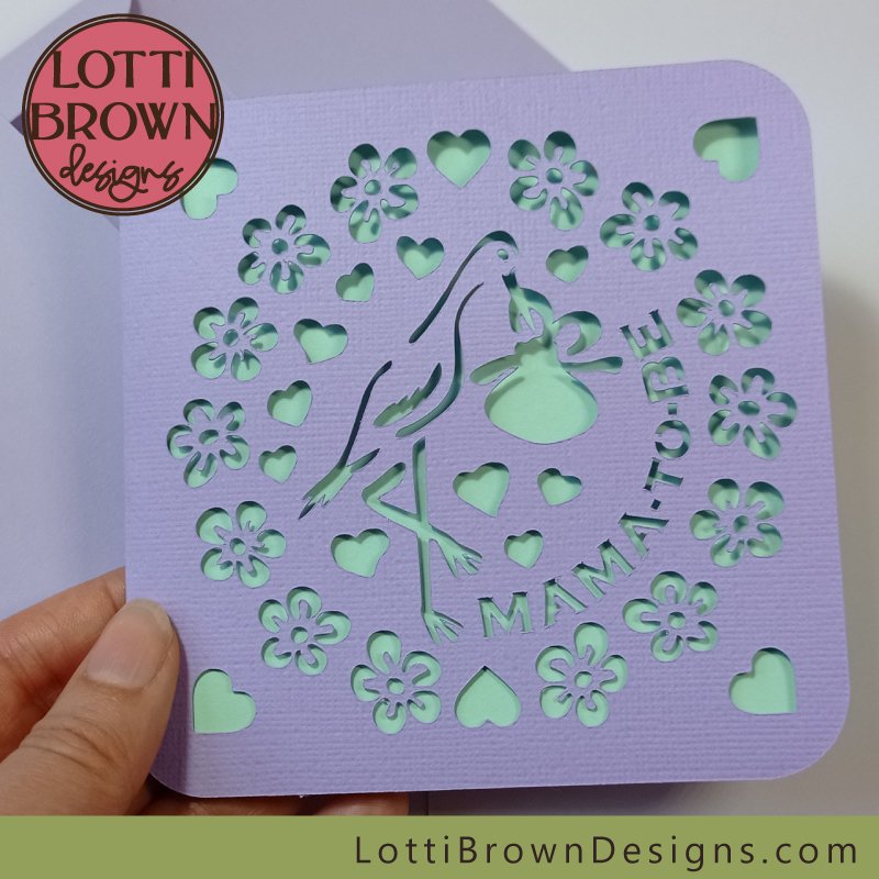 Baby shower card - lilac and green