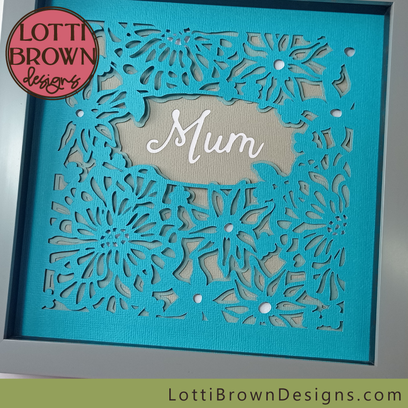 Mum shadow box idea in teal and soft green