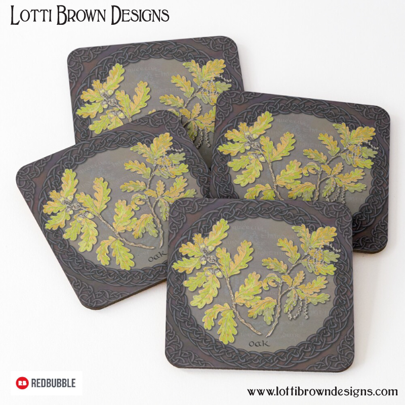 Celtic oak art coasters