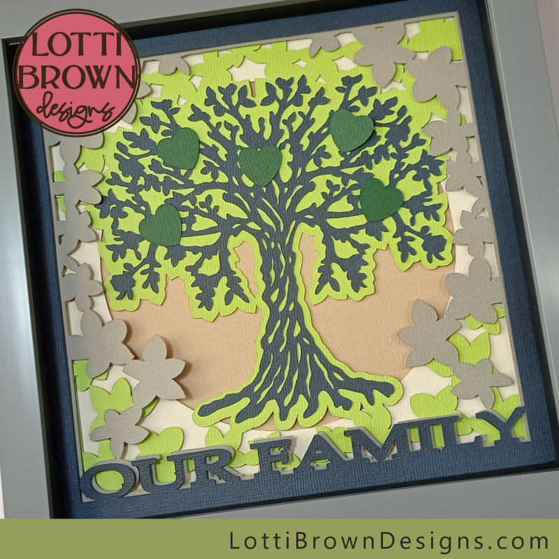 Green family tree shadow box template