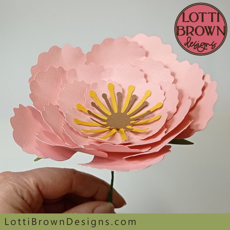 Easy paper flower template with stem