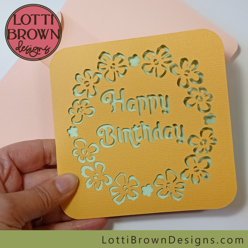 Happy birthday card with floral circle design