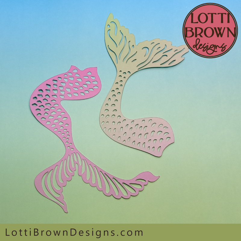 Mermaid tail cut files cut in ombre cardstock