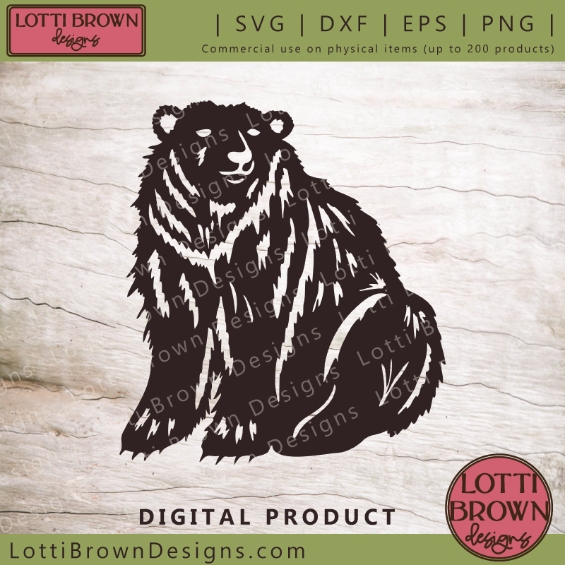 Hand-drawn polar bear SVG file for Cricut crafting - also use as a grizzly bear, black bear, brown bear design...