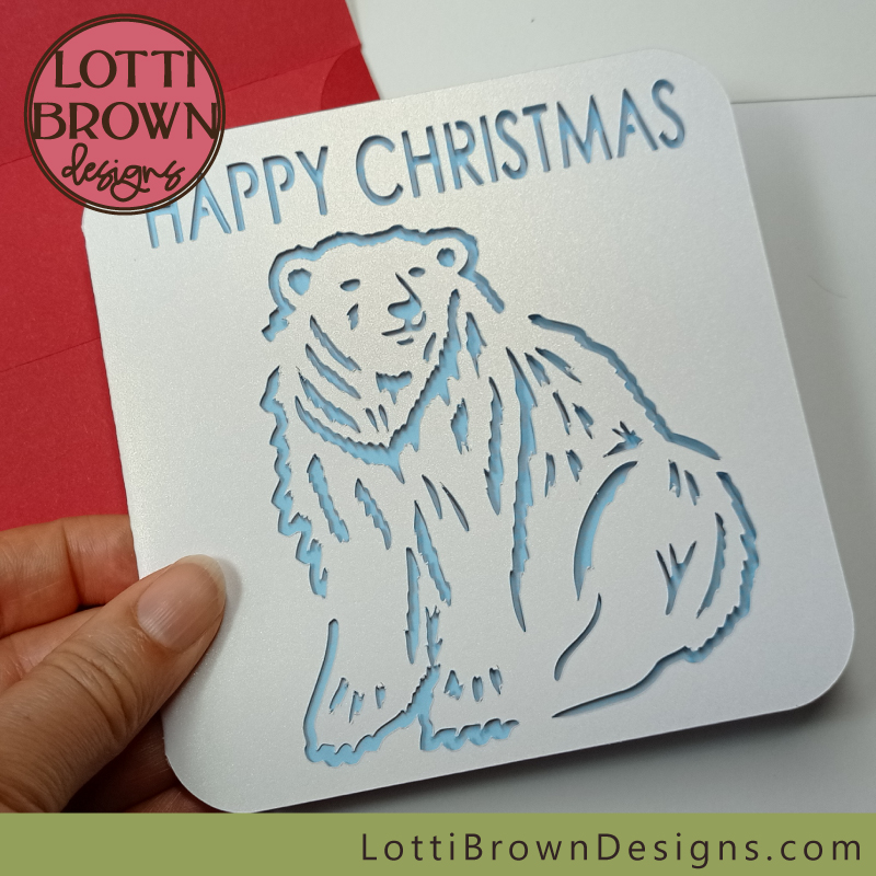 Polar bear Christmas card SVG file