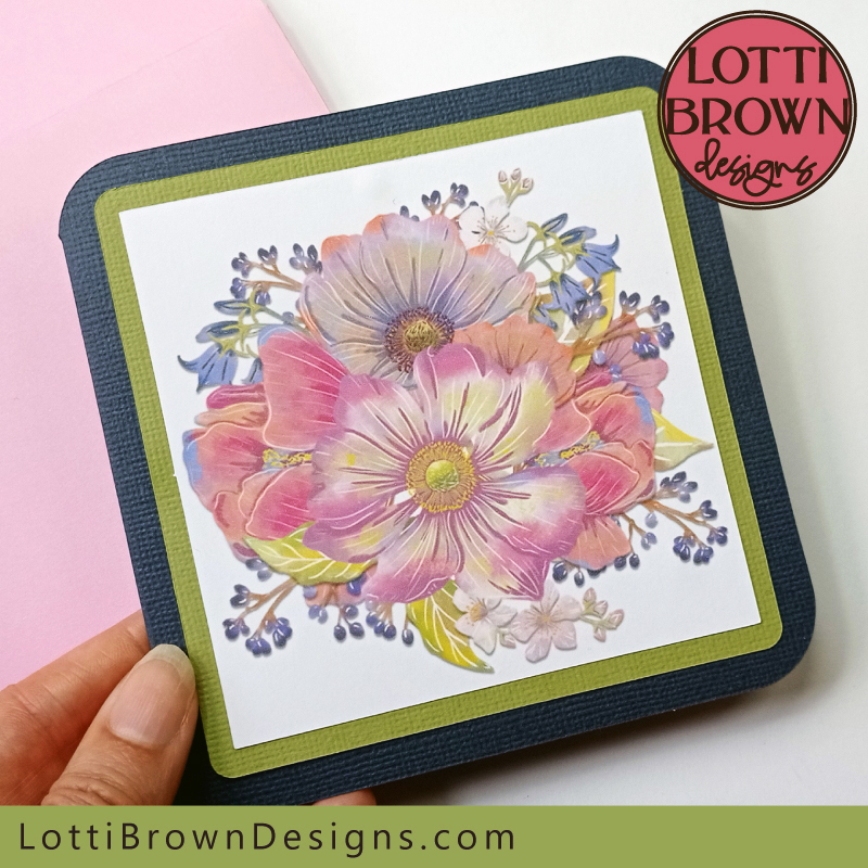 Print and cut floral card template