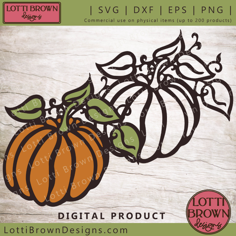 Pumpkin and leaves SVG file