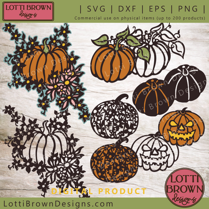 Pumpkin SVG bundle with 5 designs