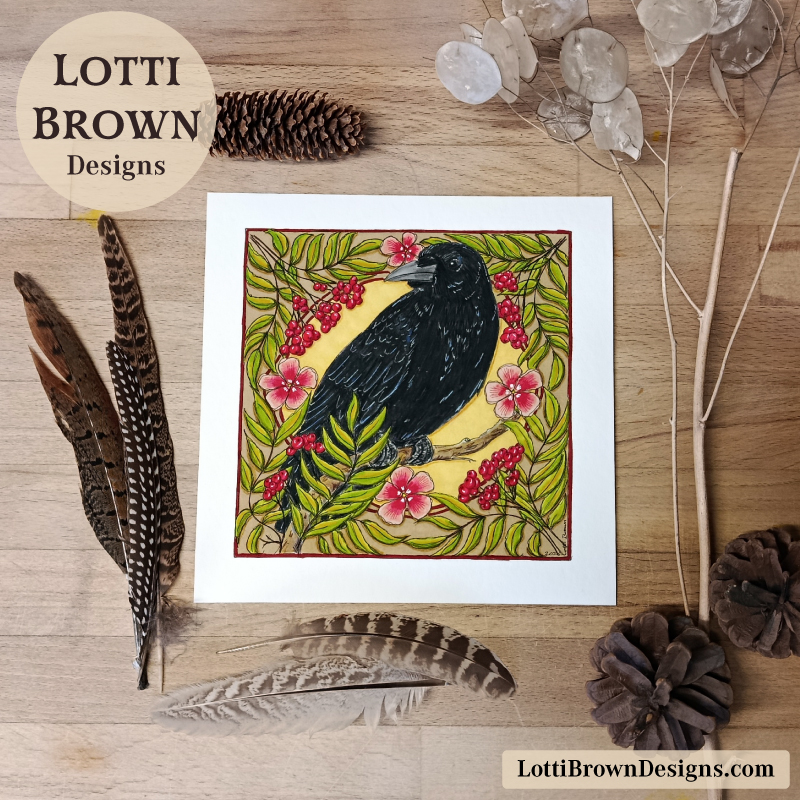 Raven illustration - art print